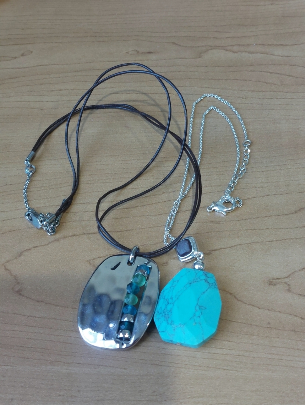 Posh Show Silver & Turquoise Pendant Necklace - Blue Statement Jewelry